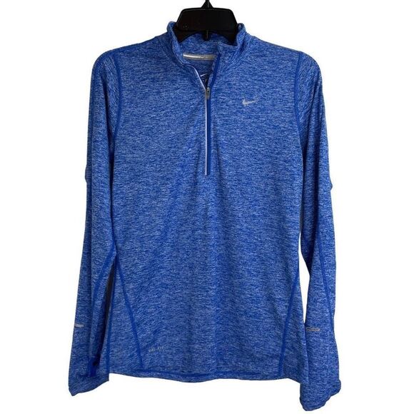 Nike Dri-Fit Element Half Zip Long Sleeve Running Top Heather Blue Size S - Picture 2 of 10